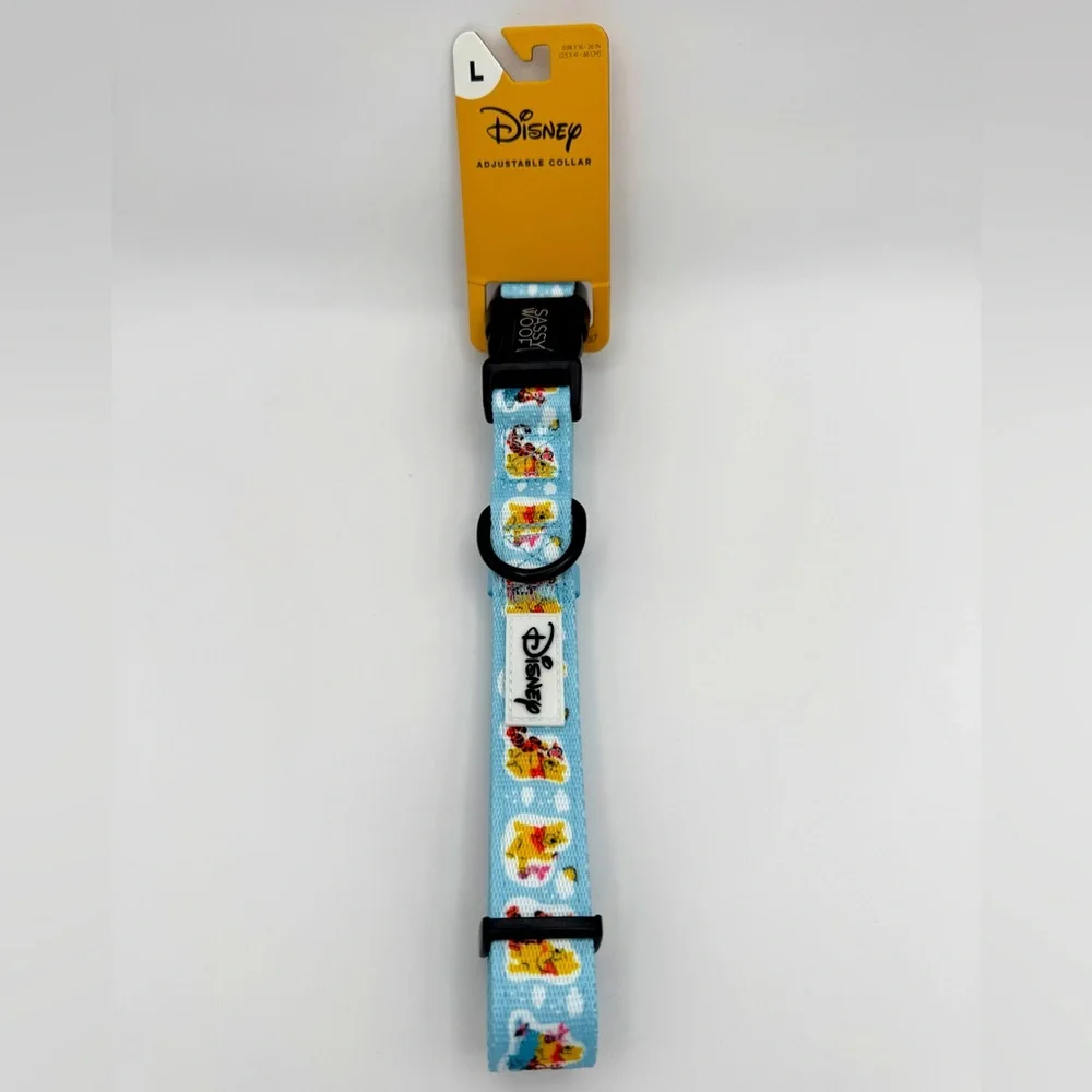 Disney Winnie the Pooh Blue Dog Collar, Sassy Woof, Size Large